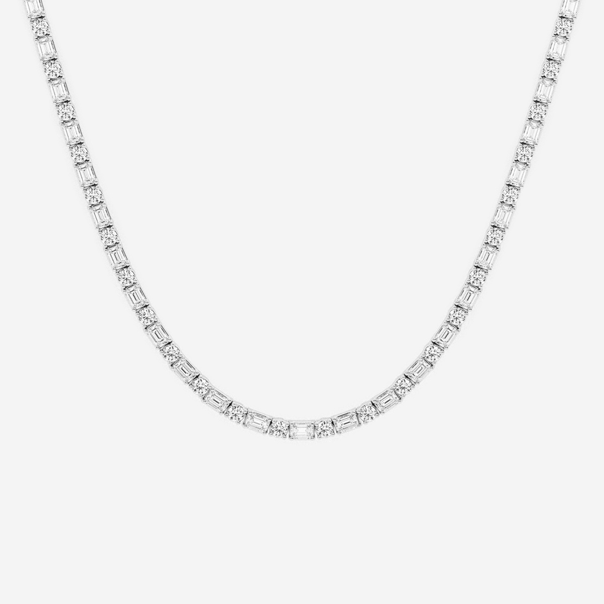 Additional Image 1 for  13 1/3 ctw Emerald Lab Grown Diamond Alternating Tennis Necklace